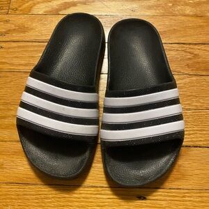 Adidas Black and White Kids Slides